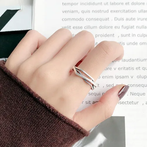 Miniatura 154 de Anillo de plata de ley 925, minimalista, ajustable, hecho a mano, para mujeres y niñas