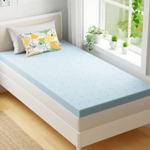 EGOHOME Cubrecolchón de espuma viscoelástica individual de 2 pulgadas, con gel refrescante y almohadilla para aliviar la presión en una caja,