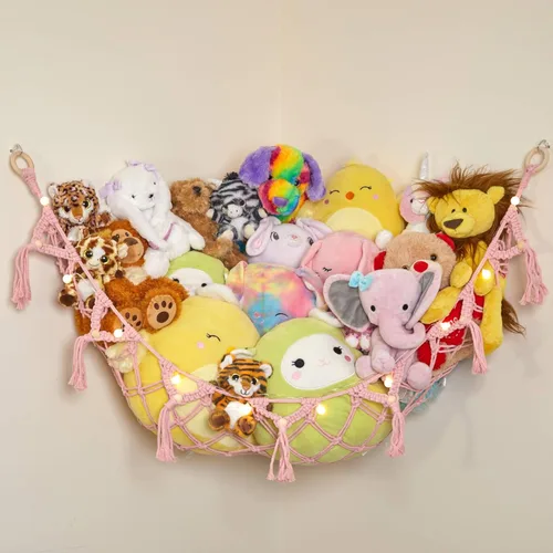 Miniatura 15 de Lilly's Love Hamaca para animales de peluche, organizador colgante de esquina, almacenamiento de juguetes, red de almacenamiento de animales