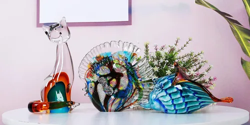 Miniatura 6 de EUSTUMA Adorno de figura de gato de vidrio soplado a mano, adorno de animal para decoración del hogar, colección de animales para regalo