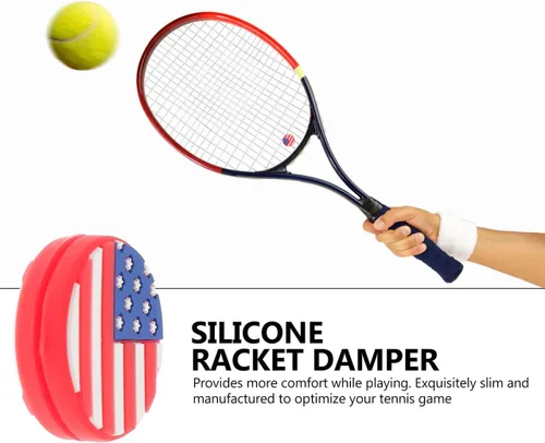 Miniatura 8 de Partykindom 6 unidades de amortiguadores de raqueta de tenis con bandera americana, amortiguadores de vibraciones para raquetas de tenis, accesorios