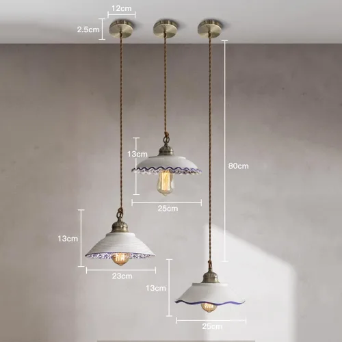 Miniatura 8 de MARURY Lámpara colgante de techo, luz colgante de porcelana azul y blanca, lámpara clásica de cerámica pequeña ajustable para cocina, isla