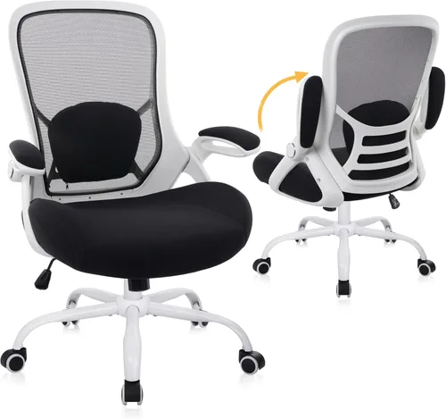 HYLONE Silla de oficina resistente de 400 libras, silla de escritorio ergonómica con asiento engrosado de 5 pulgadas con reposabrazos ajustables,