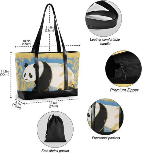 Miniatura 6 de Golden Crops Panda Portable laptop bag 14 inch with zipper carry on tote bag for work with diaper estuche para laptop 14 pulgadas