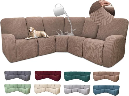 Miniatura 92 de Fundas de sofá reclinable seccional 100% impermeables para sofá reclinable en forma de L, funda de sofá modular de esquina en forma de L, fundas