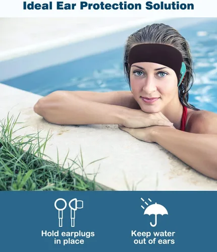 Miniatura 3 de MoKo Diadema de natación para niños y adultos, linda diadema Swinmmers para mantener el agua fuera, impermeable, banda de protección para los oídos
