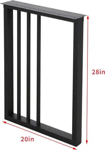 Miniatura 5 de Patas de metal para mesa de 28 pulgadas de alto, 20 pulgadas de ancho, patas negras resistentes para muebles de mesa auxiliar, patas de escritorio