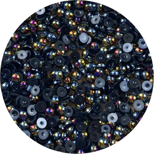 Miniatura 28 de 1000 piezas de cuentas de perla media de 5 mm cuentas de perla plana cuentas de perla redondas planas de plástico para manualidades, embellecimiento