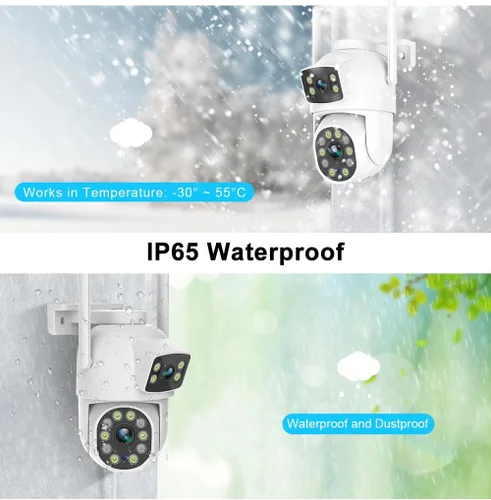 Miniatura 9 de EVERSECU Cámara de Seguridad PTZ WiFi de Doble Lente con Enlace de 6MP para Exteriores, Vista de 360°, Seguimiento Automático, Detección