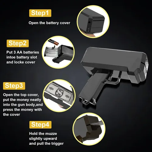 Miniatura 4 de Gusil Pistola de dinero, cañón de efectivo, facturas de cañón, pistola de juguete de lluvia, pistola de efectivo de mano para películas
