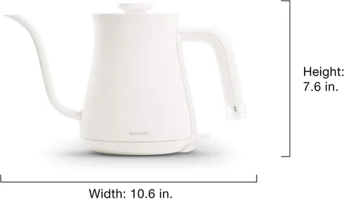 Miniatura 8 de BALMUDA The Kettle Hervidor Eléctrico de Cuello de Cisne Ligero Acero Inoxidable Capacidad de 0.6L (20fl oz) Indicador de Luz Neón Blanco