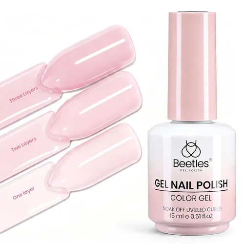 Miniatura 71 de Beetles - Esmalte de uñas en gel perla, 0.5 onzas (15 ml), con nubes arremolinadas, blanco perla brillante, perlas nacaradas iridescentes, manicura