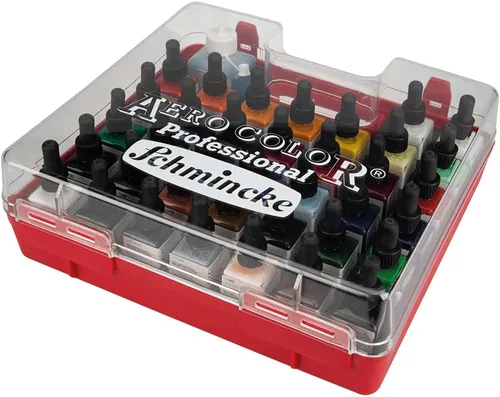 Miniatura 4 de Schmincke - Caja de plástico profesional AERO COLOR 37 x 0.9 fl oz de acrílico líquido fino + AERO CLEAN RAPID, 81 136 097, aerógrafo, pintura