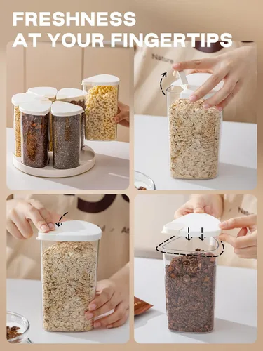 Miniatura 6 de LivLab Mker Dispensador de arroz de 5 a 10 libras, dispensador giratorio de cereales para despensa, recipientes pequeños de almacenamiento