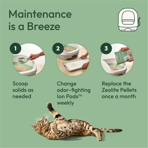 Miniatura 6 de Purina Tidy Cats Breeze - Kit de sistema de caja de arena para gatos cubierta con arena de pellets para gatos, caja de arena con capucha y Blanco