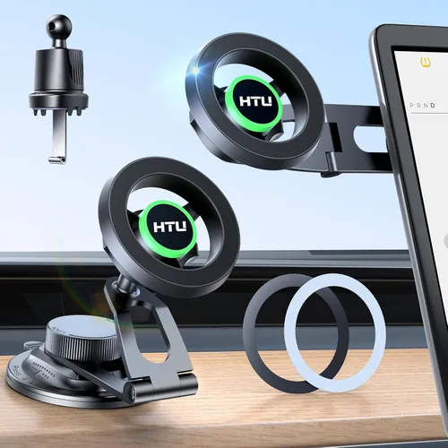 HTU Magsafe - Soporte de teléfono para automóvil mejorado 2026 para soporte magnético de teléfono de automóvil [360° ajustable 99 libras ultra Negro