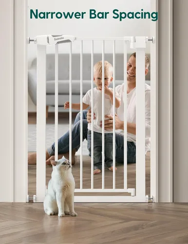 Miniatura 3 de BABELIO Puerta estrecha para bebés de 36 pulgadas de alto, 26-28.5 pulgadas de ancho, puerta de metal para mascotas con cierre automático