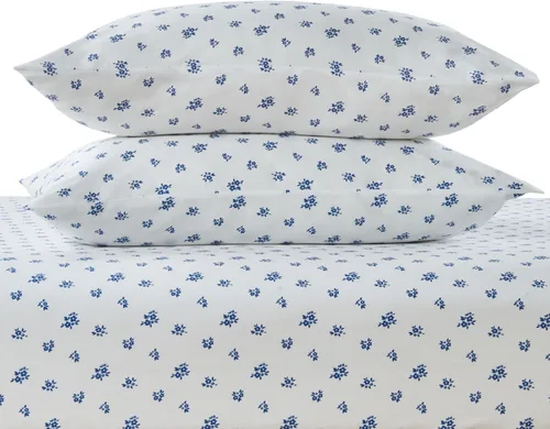 Miniatura 7 de HYPREST Sábanas 100% algodón tamaño King Floral – Sábanas de percal de bolsillo profundo, sábanas de percal crujiente, suaves, transpirables y Azul