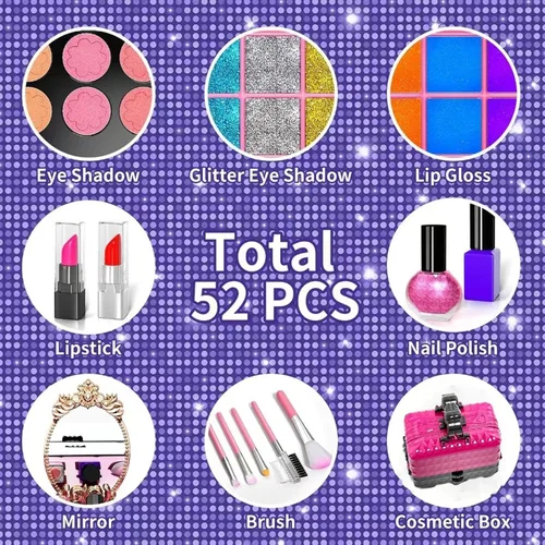 Miniatura 2 de Juego de cosméticos lavables para niños, adecuado para niñas, juego de cosméticos lavables de juguete de princesa, juego de cosméticos para niños
