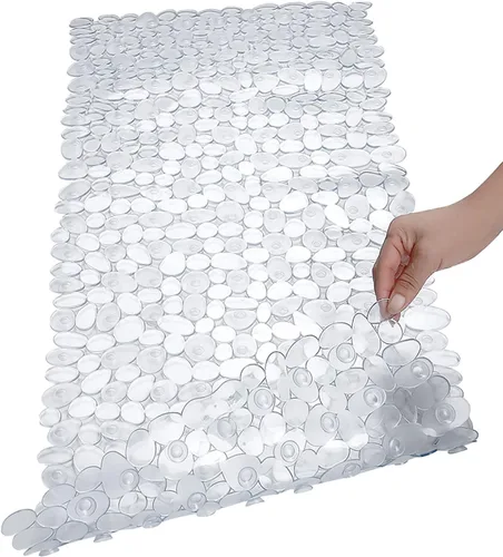 Miniatura 20 de SONGZIMING Tapete de Bañera Antideslizante de Guijarros para Baño y Ducha con Orificios de Drenaje, Tapete con Ventosas para Bañera