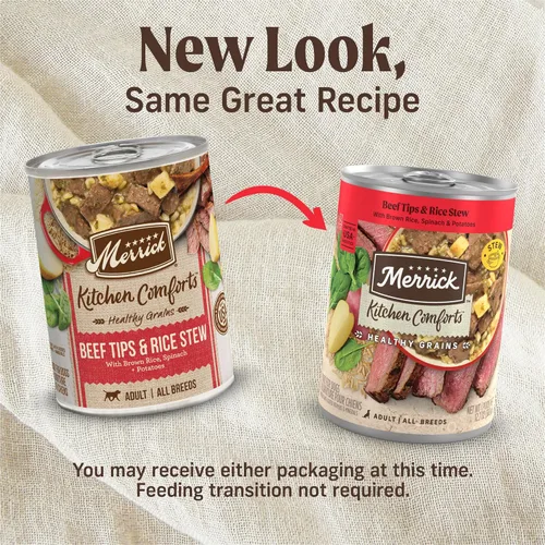 Miniatura 2 de Merrick - Kitchen Comforts - Comida húmeda para perros: salsa, trozos de carne de res, guisado de carne con arroz y arroz integral, con granos, (12)