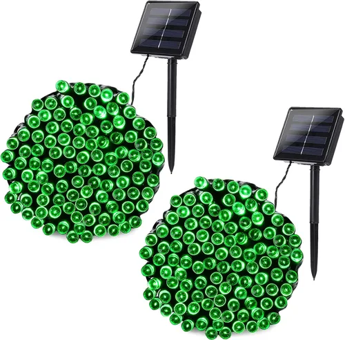 Miniatura 11 de Joomer Luces solares de Navidad para exteriores, paquete de 2 unidades en total de 144 pies, 400 LED, 8 modos, impermeables, luces solares de Blanco