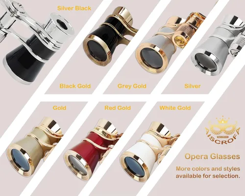 Miniatura 7 de Gafas de ópera de 3 x 25 pulgadas, mini binoculares compactos, ligeros, con cadena para adultos, niños, mujeres, en concierto musical