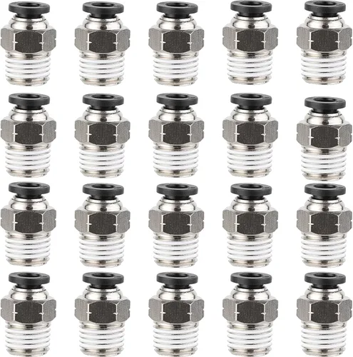 20 accesorios de aire macho neumático recto para conectar, conector rápido para válvulas solenoides, regulador de aire de cilindro hidráulico (tubo