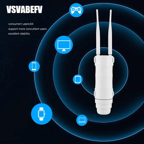 Miniatura 8 de VSVABEV - Router de módem 4G LTE para exteriores con ranura SIM, repetidor WiFi para interiores y exteriores de 2.4G 300Mbps, punto de acceso POE