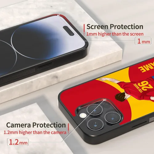 Miniatura 4 de Fundas personalizadas con nombre y número de fútbol para iPhone 11, 12, 13, 14, 15, 16 Pro Max Plus Mini Xr Xs para Samsung Galaxy A03 A13 A53 A73