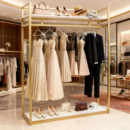 Estante de ropa de 71 pulgadas con estantes, estante para vestidos de boda, estante de exhibición de ropa al por menor, resistente comercial,
