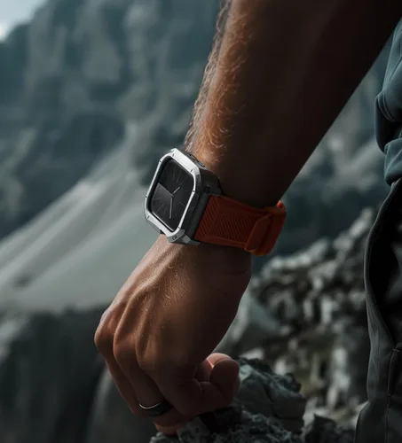 Miniatura 6 de ULTIMAL Compatible con Apple Watch de 1.929 in/1.772 in/1.732 in, correa deportiva resistente con carcasa de acero inoxidable resistente, correa