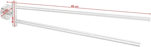 Miniatura 3 de tesa Moon Swing Arm Toallero – Toallero de dos brazos sin taladro, metal cromado e inoxidable para el baño con brazos giratorios, incluye solución