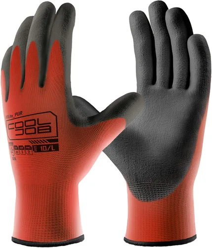 Miniatura 11 de COOLJOB Paquete de 12/60 pares de guantes de trabajo de seguridad a granel con revestimiento de poliuretano de agarre, guantes de punto sin costuras