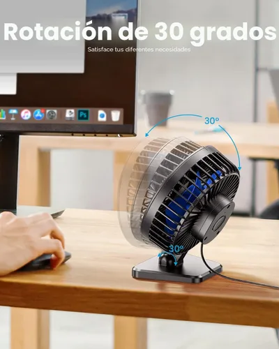 Miniatura 4 de Gaiatop - Ventilador de escritorio USB, pequeño pero potente, personal, portátil, silencioso, de 3 velocidades, ajustable, mini ventilador de mesa