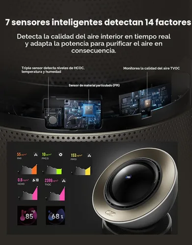 Miniatura 6 de Purificador de aire inteligente Dreame PM10 para el hogar, habitación grande, limpia 700 m² en una hora con 4 filtros, salidas de aire de doble vía