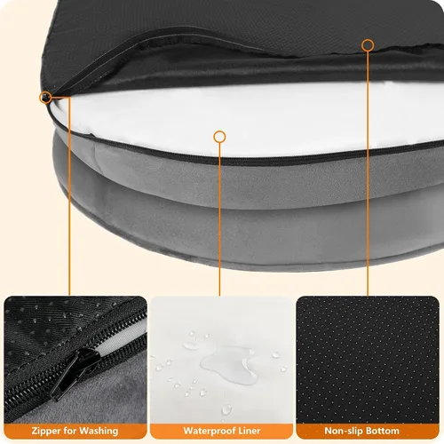 Miniatura 6 de Dwanton - Cama ortopédica para perros medianos con espuma de memoria con gel, sofá impermeable para perros, cama lavable para mascotas con cojín
