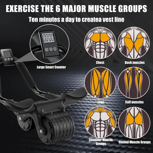 Miniatura 2 de Uota Rueda Abdominal de Rebote Automático con Soporte para Codo, Rodillo Abdominal para Máquina de Ejercicio Abdominal, Equipo de Entrenamiento