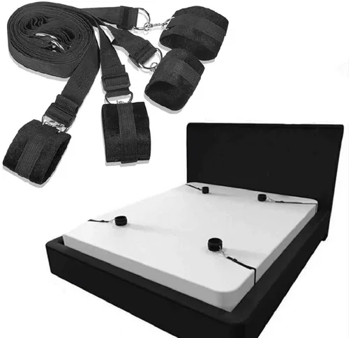 Miniatura 7 de Cuerda sexual para cama de tamaño queen, correas de cama para adultos, colchón King, sujeción sexual para tobillos y muñecas, bar, hombres, pulseras