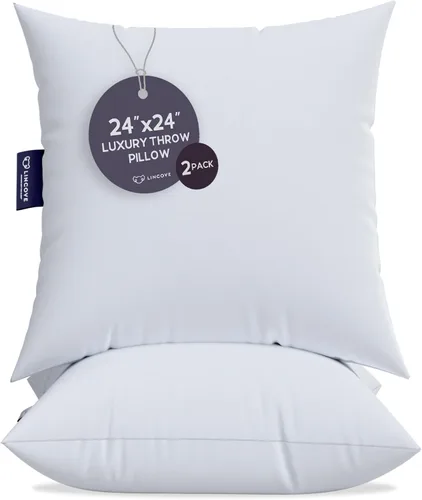 Lincove Euro - Almohada cuadrada de 24 x 24 pulgadas, fabricada en Canadá, funda 100% algodón, relleno alternativo al plumón, apto para veganos,
