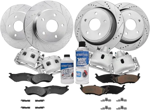 Miniatura 42 de Detroit Axle - Kit de freno delantero para Ford Explorer Mercury Mountaineer 2002-2005 Bujes de rodamiento de rueda perforados y ranurados rotores