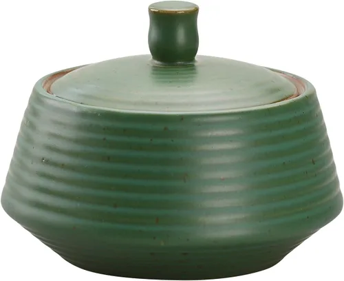 Miniatura 10 de Recipientes de cocina retro, tarro de almacenamiento de alimentos de cerámica de forma redonda con tapa hermética de silicona para té, café, nueces