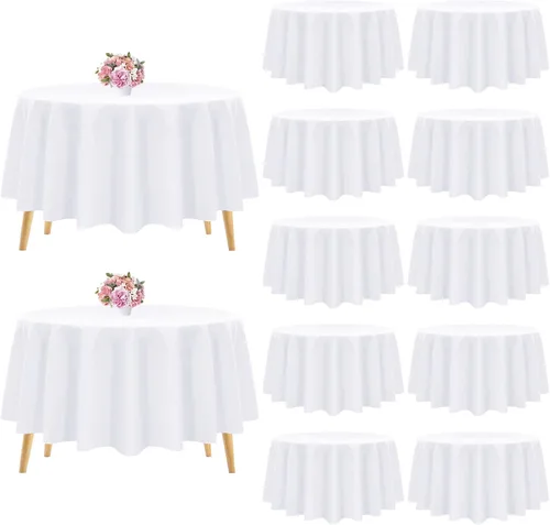 Miniatura 29 de Pesonlook - Paquete de 12 manteles rectangulares de 60 x 102 pulgadas, color beige, para mesas rectangulares de 6 pies, mantel de tela lavable