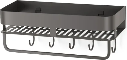 Miniatura 13 de Soporte de ducha con ventosa, estante de ducha de succión de 11.8 pulgadas con ganchos, soporte de baño sin perforación, organizador de baño a