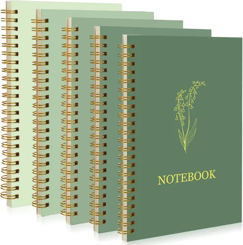 Miniatura 14 de Gueevin Paquete de 5 Cuadernos en Espiral Estéticos Suministros Escolares A5 Rayado Ancho 160 Páginas/80 Hojas Cuaderno Lindo para Trabajo