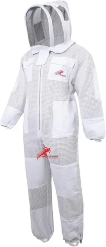 Miniatura 5 de Eufórico traje de abeja de 3 capas, traje de apicultura ventilado, traje de apicultor a prueba de picaduras, traje de cerco de velo de abeja