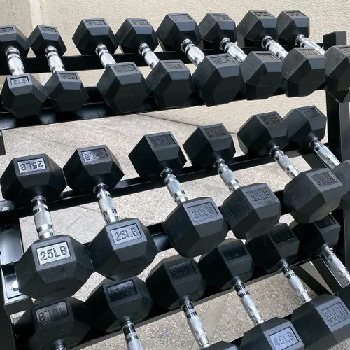 Miniatura 2 de 350/450/550 lbs Hex Weight Dumbbells Sets with Rack Rubber Encased Dumbbell Free Weights Set for Home Gym Weight Rack with Dumbbells Set