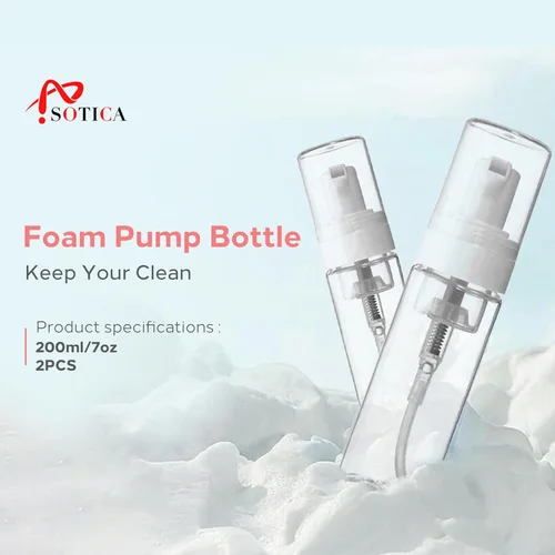 Miniatura 5 de 2 botellas dispensadoras de botellas de espuma de 7 onzas, dispensador de jabón espumoso transparente, botella vacía de viaje para dispensadores