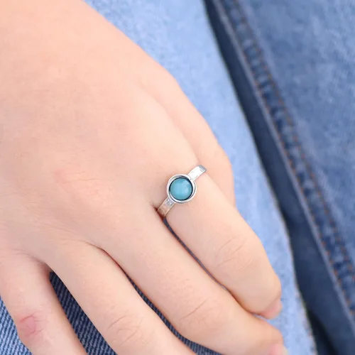 Miniatura 14 de Anillo de plata de ley con piedras preciosas para mujer, anillo apilable de piedra martillada, anillo de piedra natal