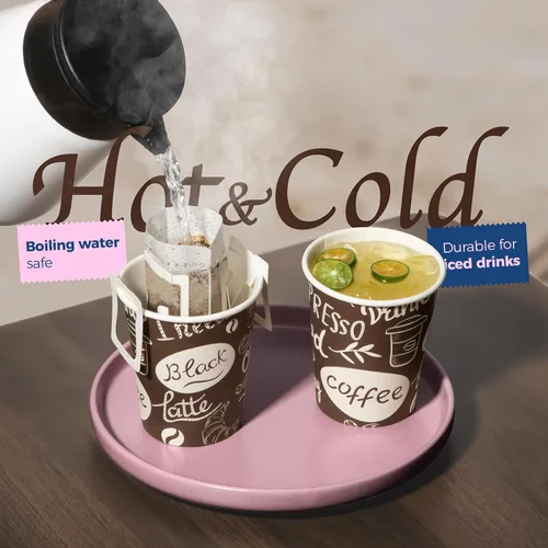 Miniatura 4 de Fit Meal Prep Tazas de café de 8 onzas, 500 unidades, taza caliente a prueba de fugas, taza de café de papel desechable a granel para bebidas